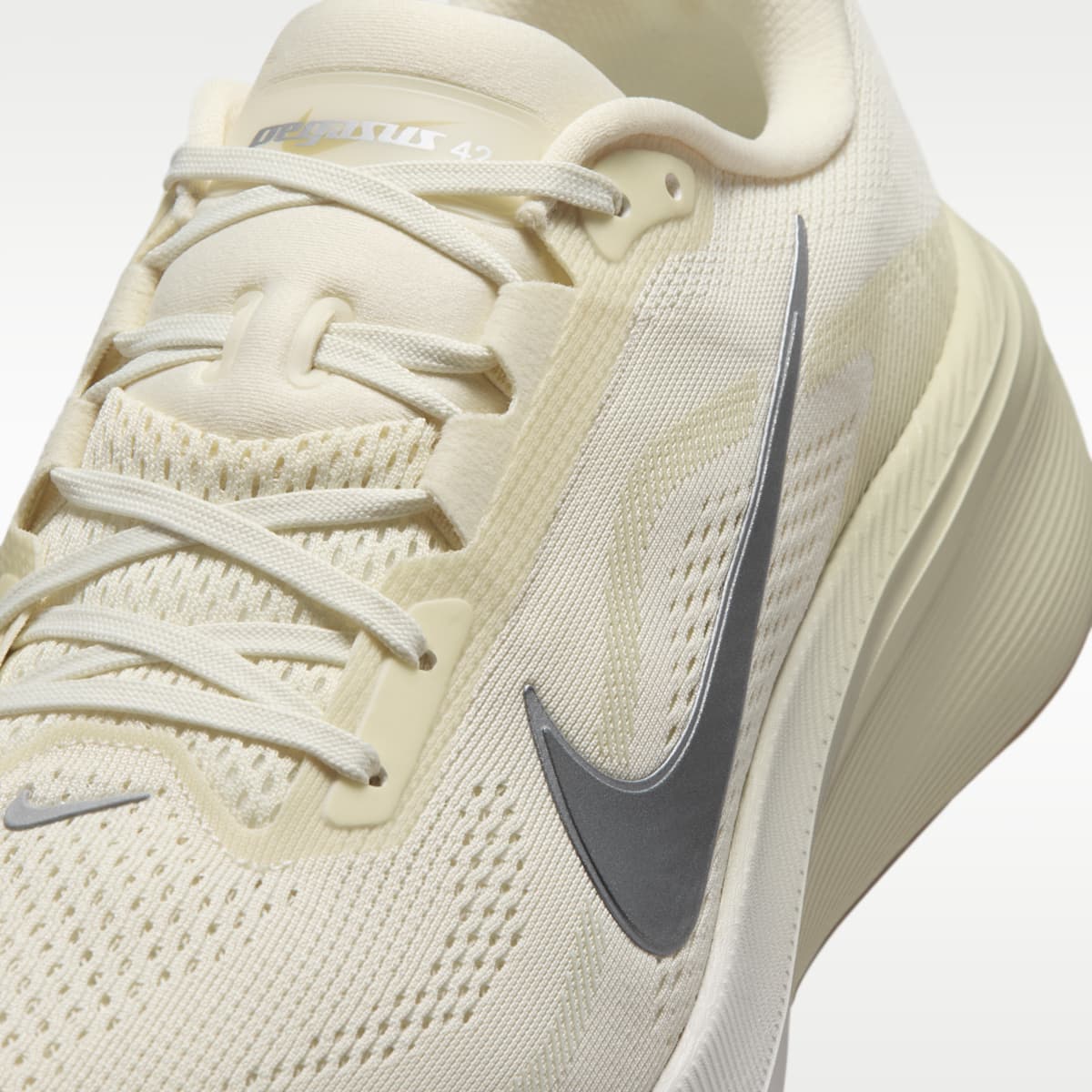 Nike Pegasus 42 Men's Road Running Shoes - Coconut Milk/Light Khaki/Gum Light Brown/Metallic Silver - Image 7