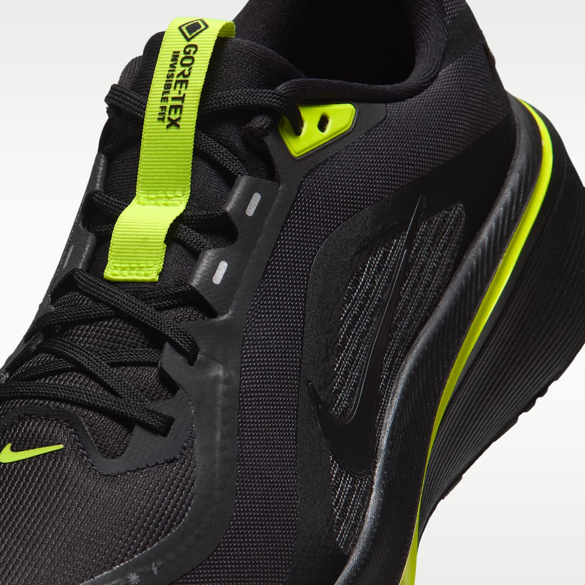 Nike Pegasus 42 GORE-TEX Men's Waterproof Road Running Shoes - Black/Lemon Venom/Metallic Dark Grey - Image 7