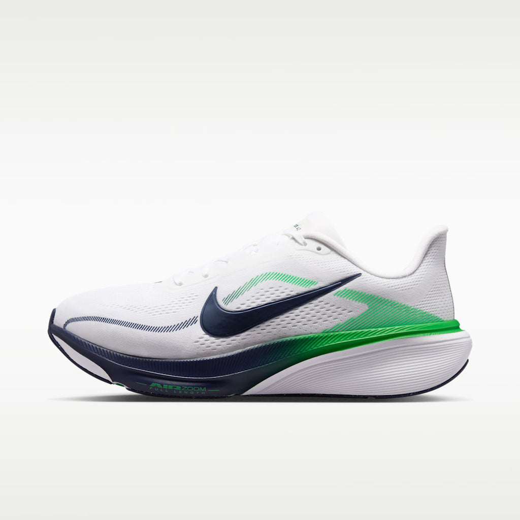 Nike Pegasus 42 Men's Road Running Shoes (Wide) - White/Green Spark/Midnight Navy - Image 1
