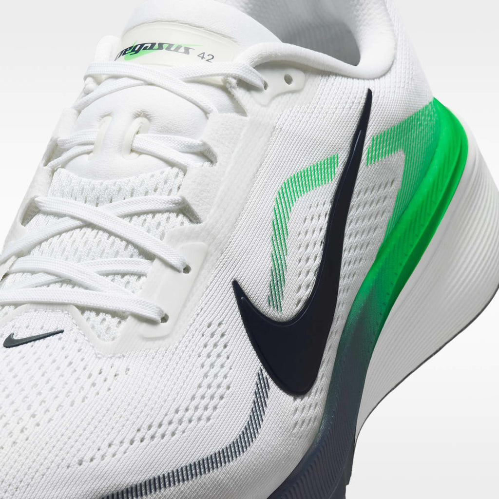 Nike Pegasus 42 Men's Road Running Shoes (Wide) - White/Green Spark/Midnight Navy - Image 7