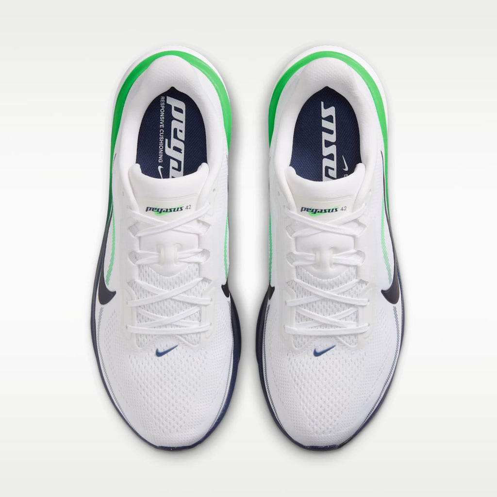 Nike Pegasus 42 Men's Road Running Shoes (Wide) - White/Green Spark/Midnight Navy - Image 4