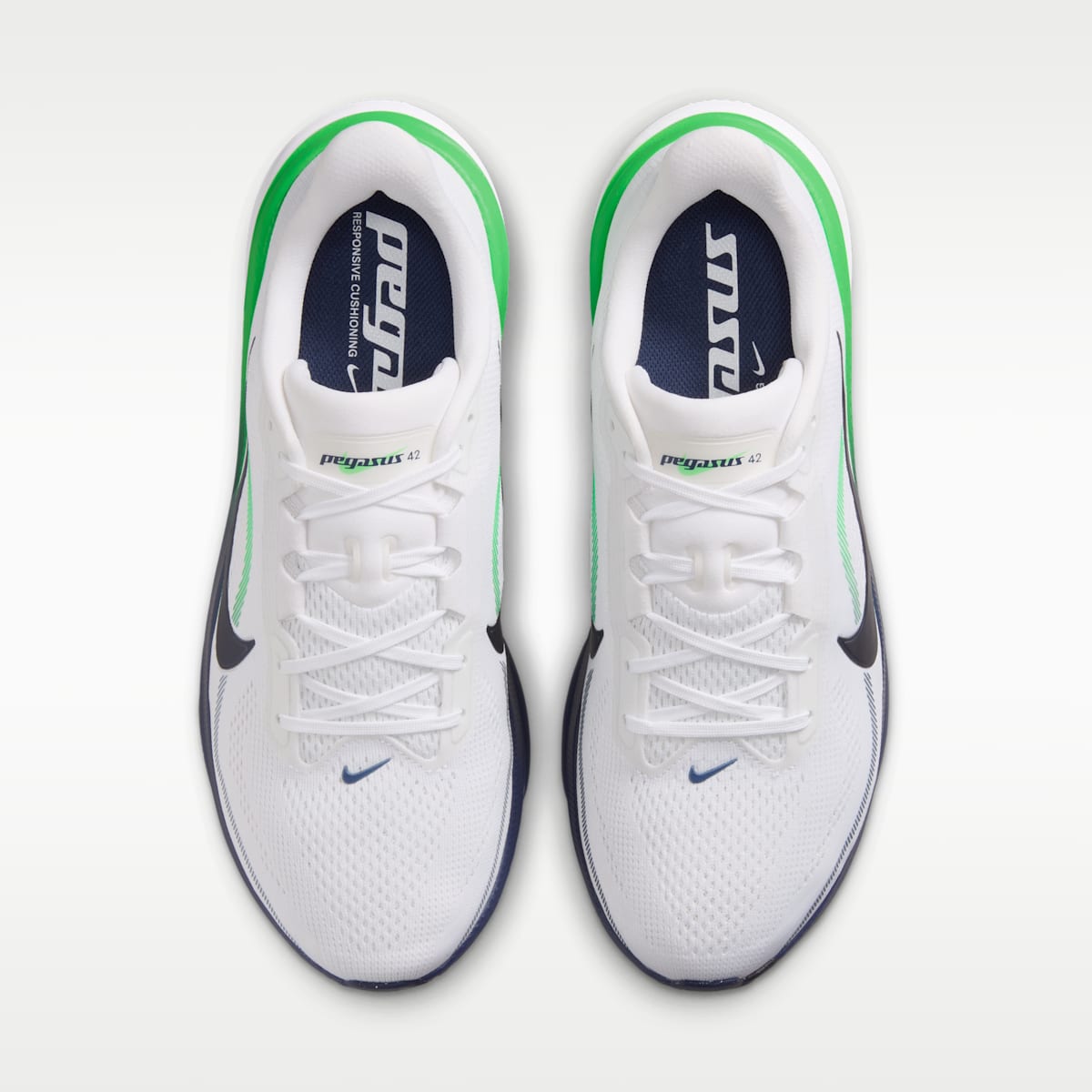 Nike Pegasus 42 Men's Road Running Shoes (Wide) - White/Green Spark/Midnight Navy - Image 4