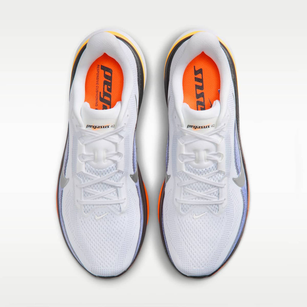 Nike Pegasus 42 Men's Road Running Shoes (Wide) - White/Lapis/Total Orange/Metallic Silver - Image 4