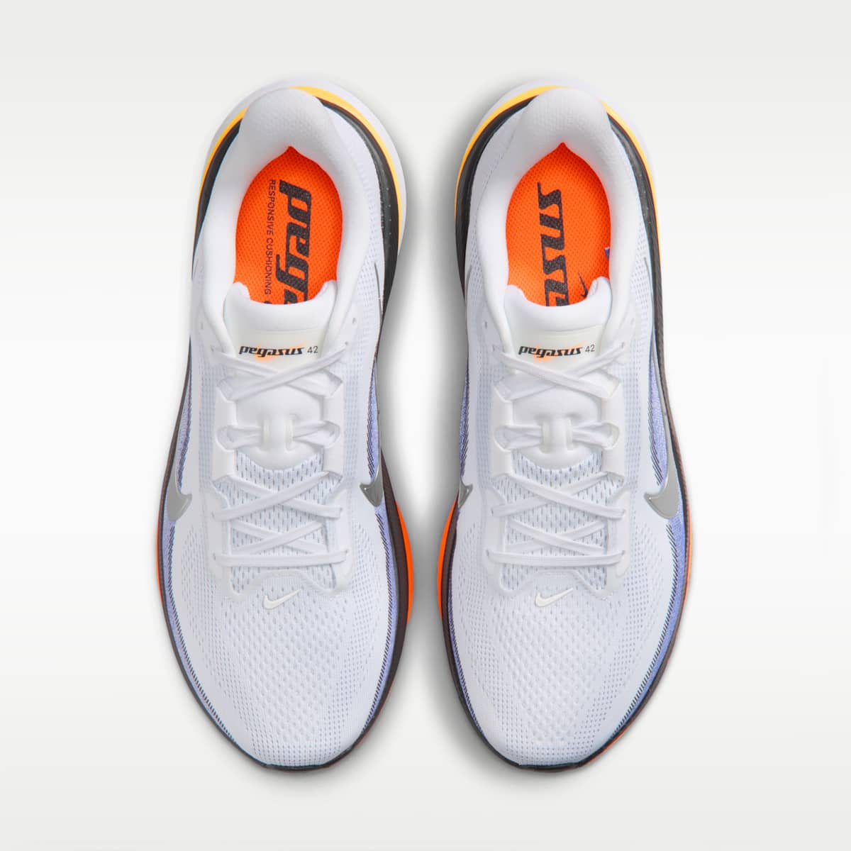 Nike Pegasus 42 Men's Road Running Shoes (Wide) - White/Lapis/Total Orange/Metallic Silver - Image 4