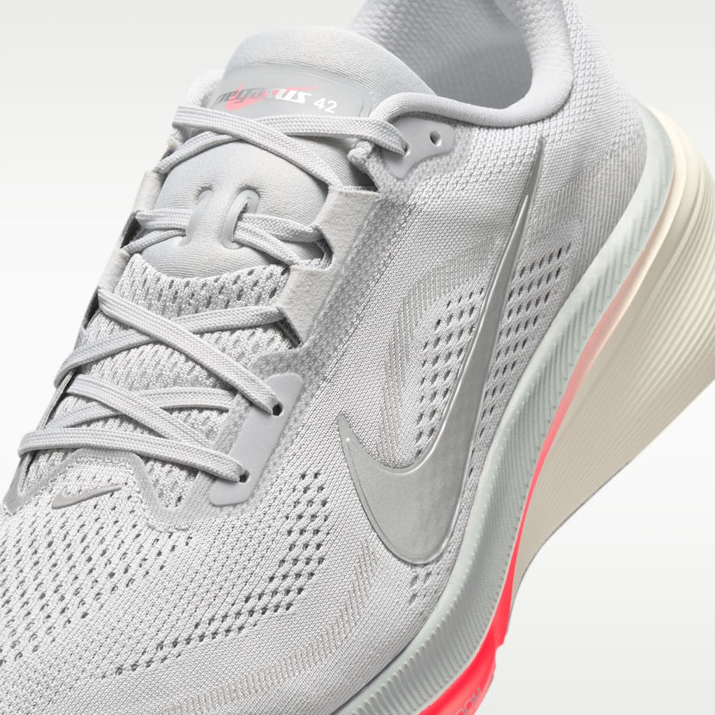 Nike Pegasus 42 Men's Road Running Shoes - Wolf Grey/Photon Dust/Flash Crimson/Metallic Silver - Image 7