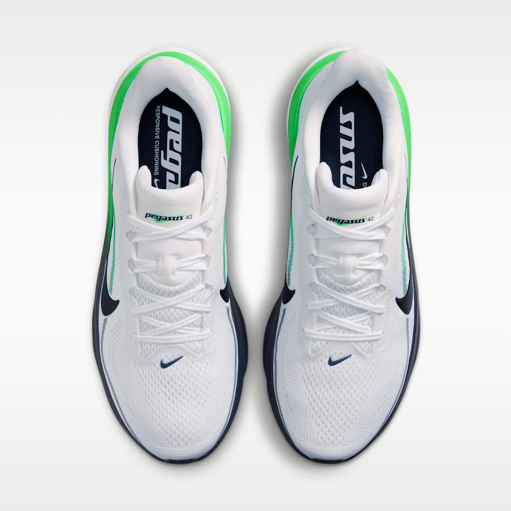 Nike Pegasus 42 Men's Road Running Shoes - White/Green Spark/Midnight Navy - Image 4