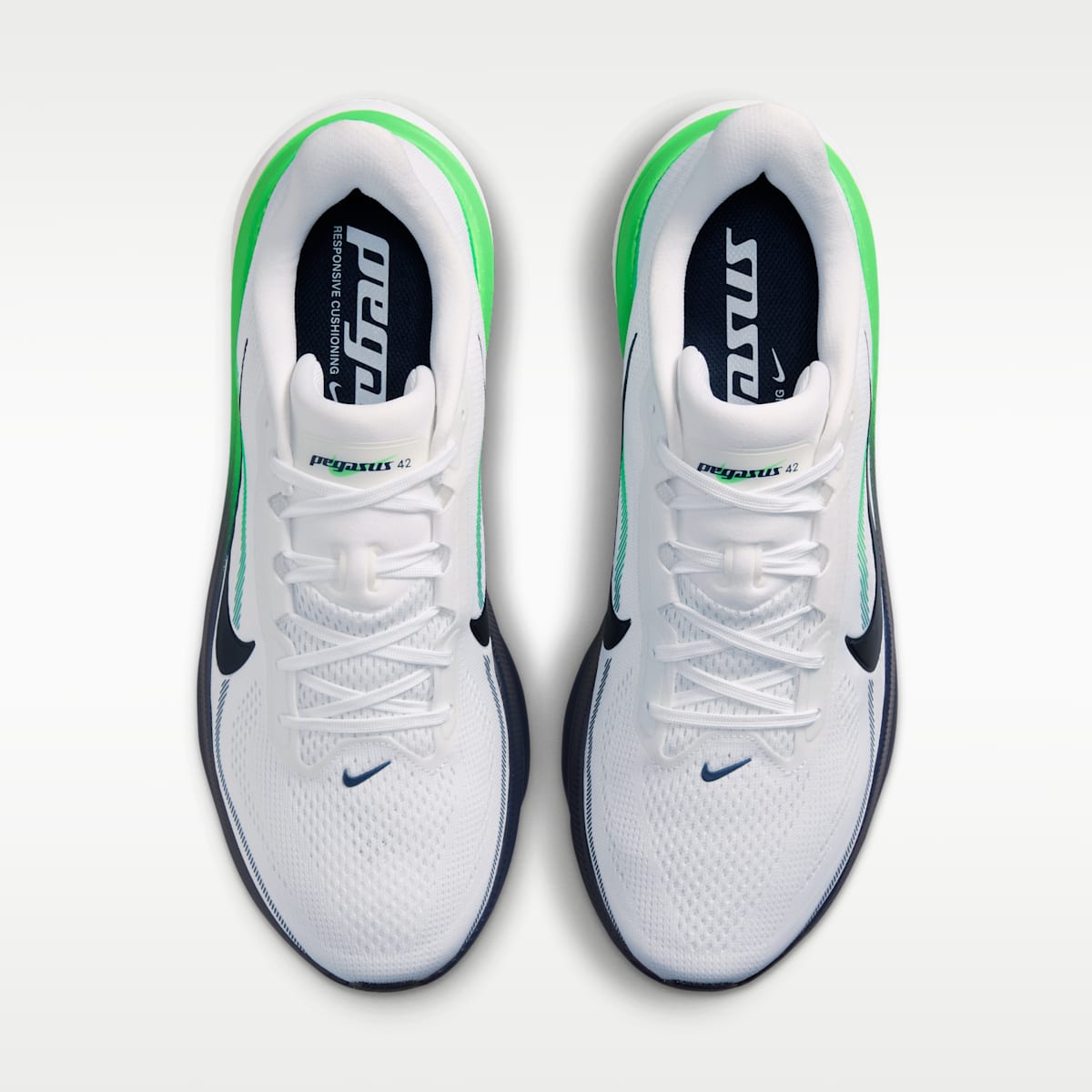 Nike Pegasus 42 Men's Road Running Shoes - White/Green Spark/Midnight Navy - Image 4