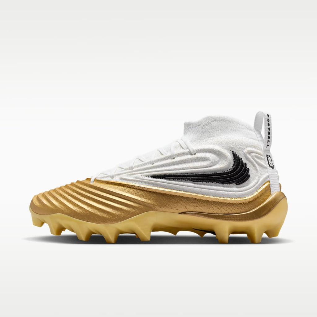 Nike Alpha Menace 5 Elite Men's Football Cleats - White/Metallic Gold/Black - Image 1