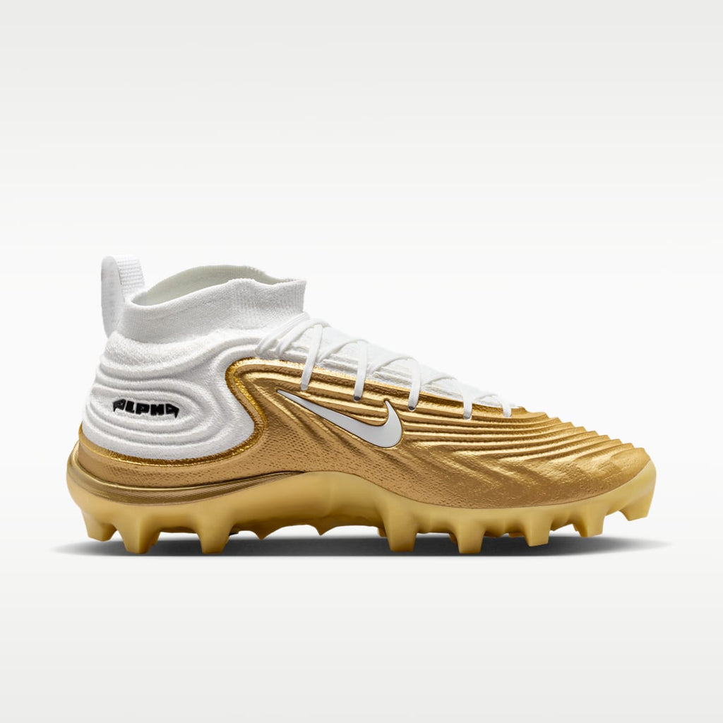 Nike Alpha Menace 5 Elite Men's Football Cleats - White/Metallic Gold/Black - Image 3