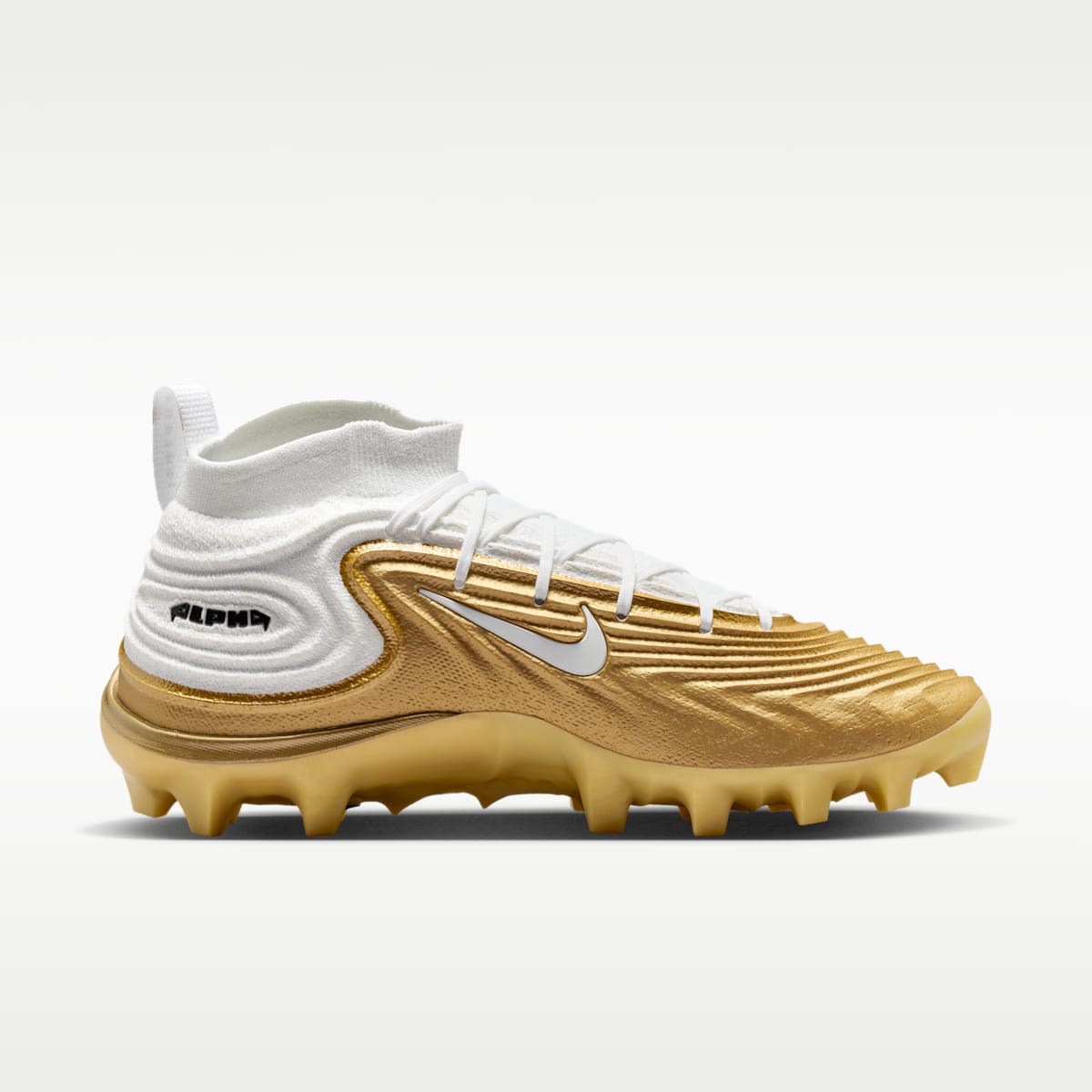 Nike Alpha Menace 5 Elite Men's Football Cleats - White/Metallic Gold/Black - Image 3
