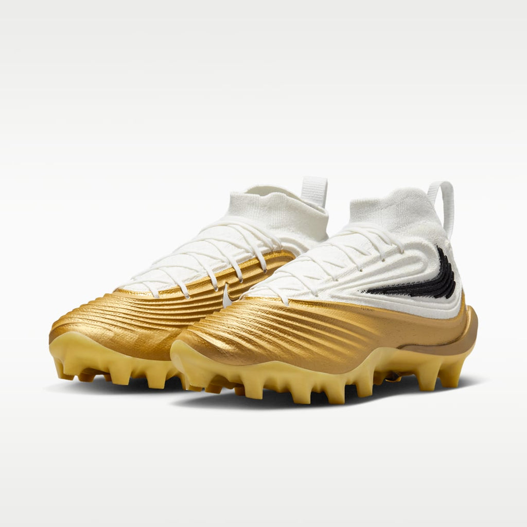 Nike Alpha Menace 5 Elite Men's Football Cleats - White/Metallic Gold/Black - Image 5