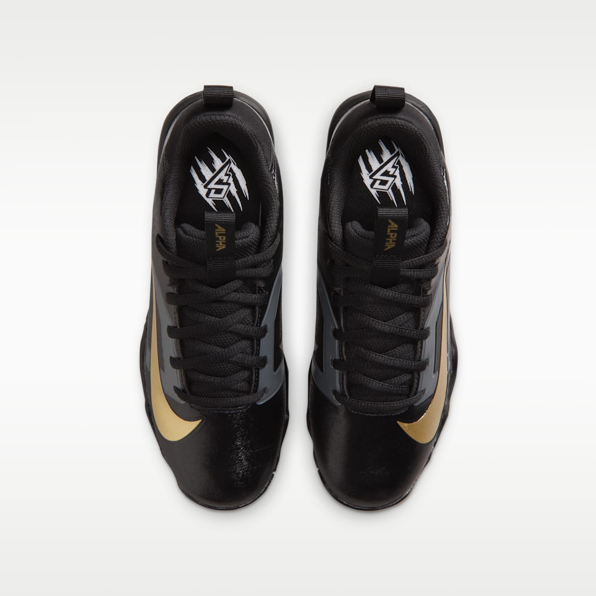 Nike Alpha Menace Shark "Saquon Barkley" Big Kids' Football Cleats - Black/Dark Grey/White/Metallic Gold