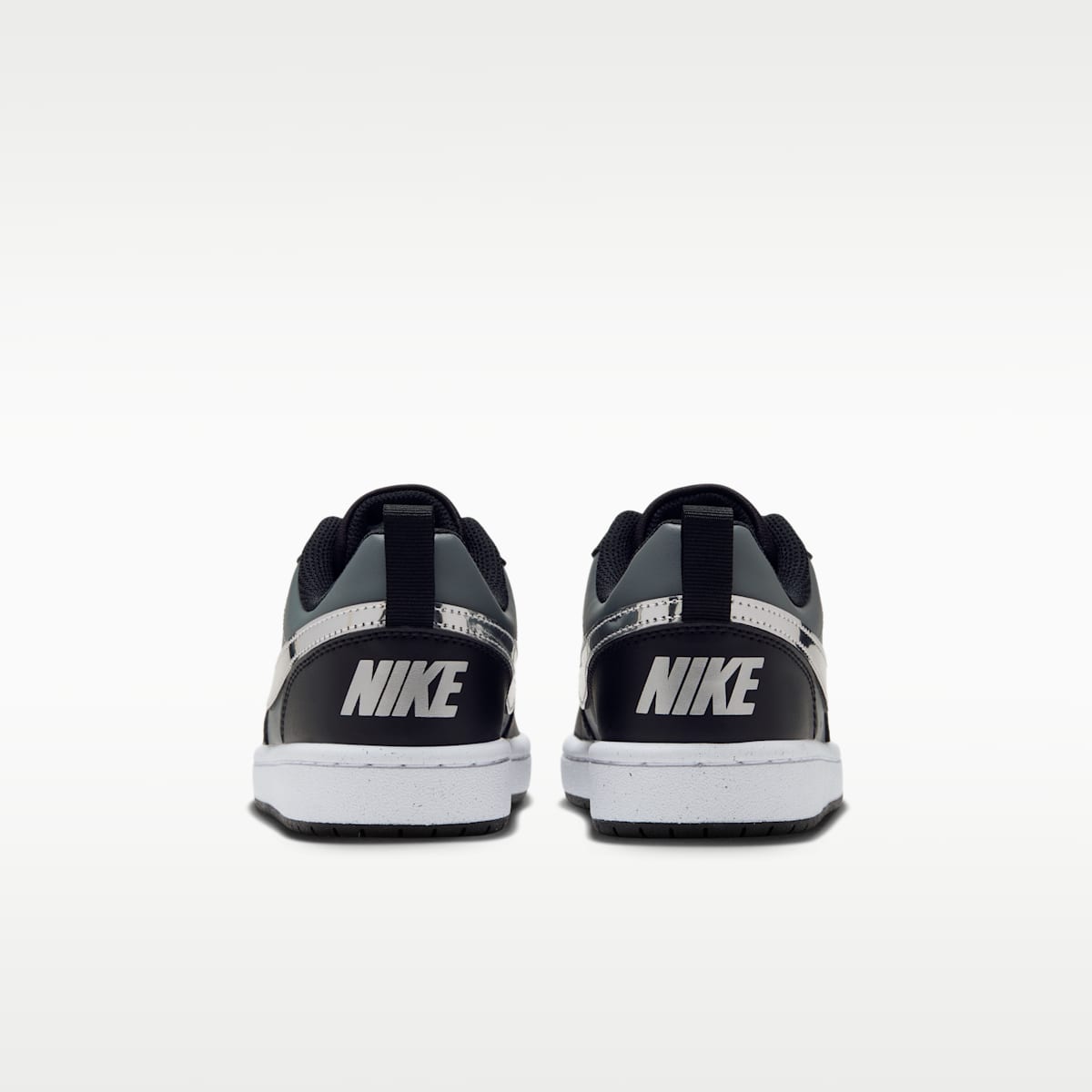 Nike Court Borough Low Big Kids' Shoes - Black/Smoke Grey/Metallic Silver