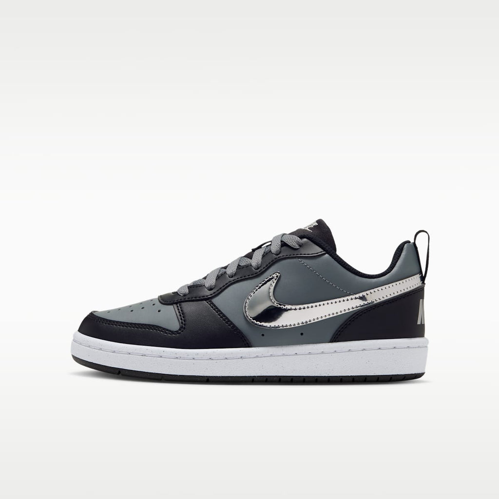 Nike Court Borough Low Big Kids' Shoes - Black/Smoke Grey/Metallic Silver