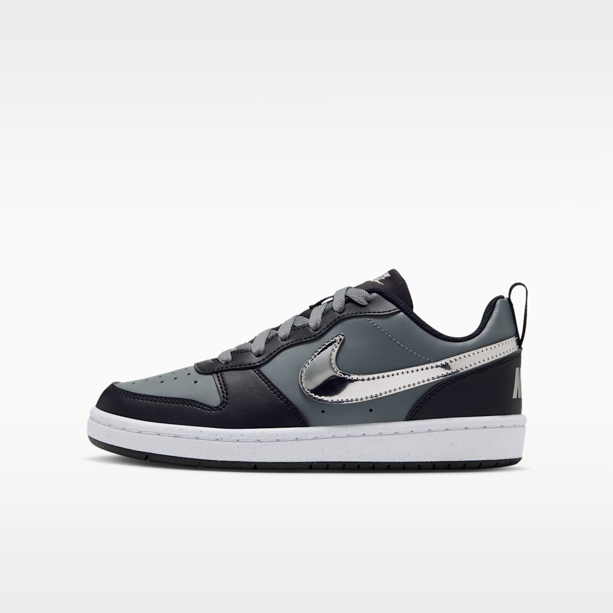 Nike Court Borough Low Big Kids' Shoes - Black/Smoke Grey/Metallic Silver