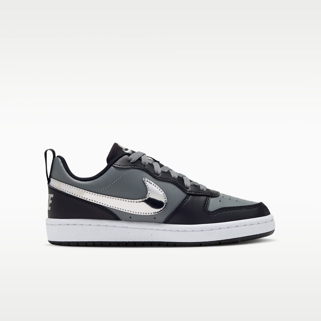 Nike Court Borough Low Big Kids' Shoes - Black/Smoke Grey/Metallic Silver