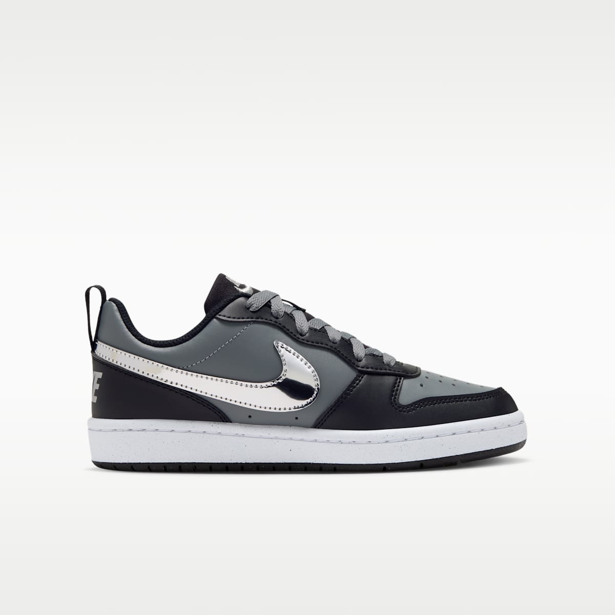 Nike Court Borough Low Big Kids' Shoes - Black/Smoke Grey/Metallic Silver