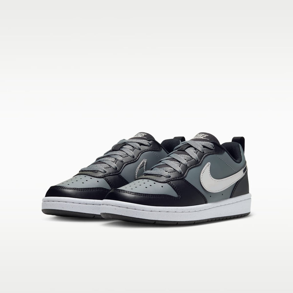 Nike Court Borough Low Big Kids' Shoes - Black/Smoke Grey/Metallic Silver