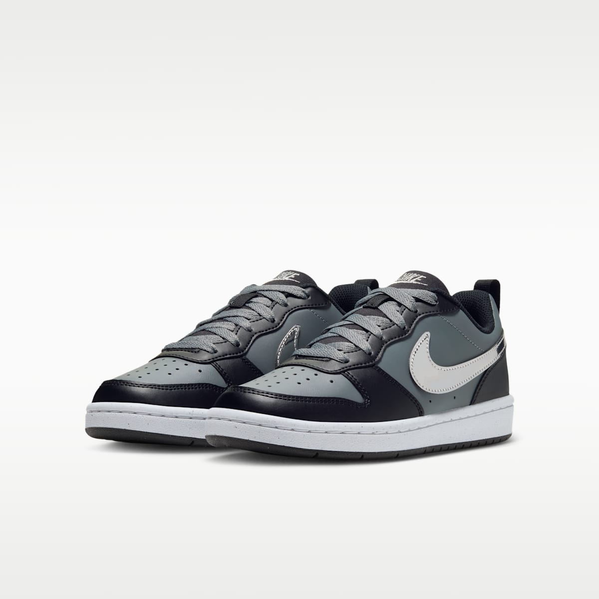 Nike Court Borough Low Big Kids' Shoes - Black/Smoke Grey/Metallic Silver
