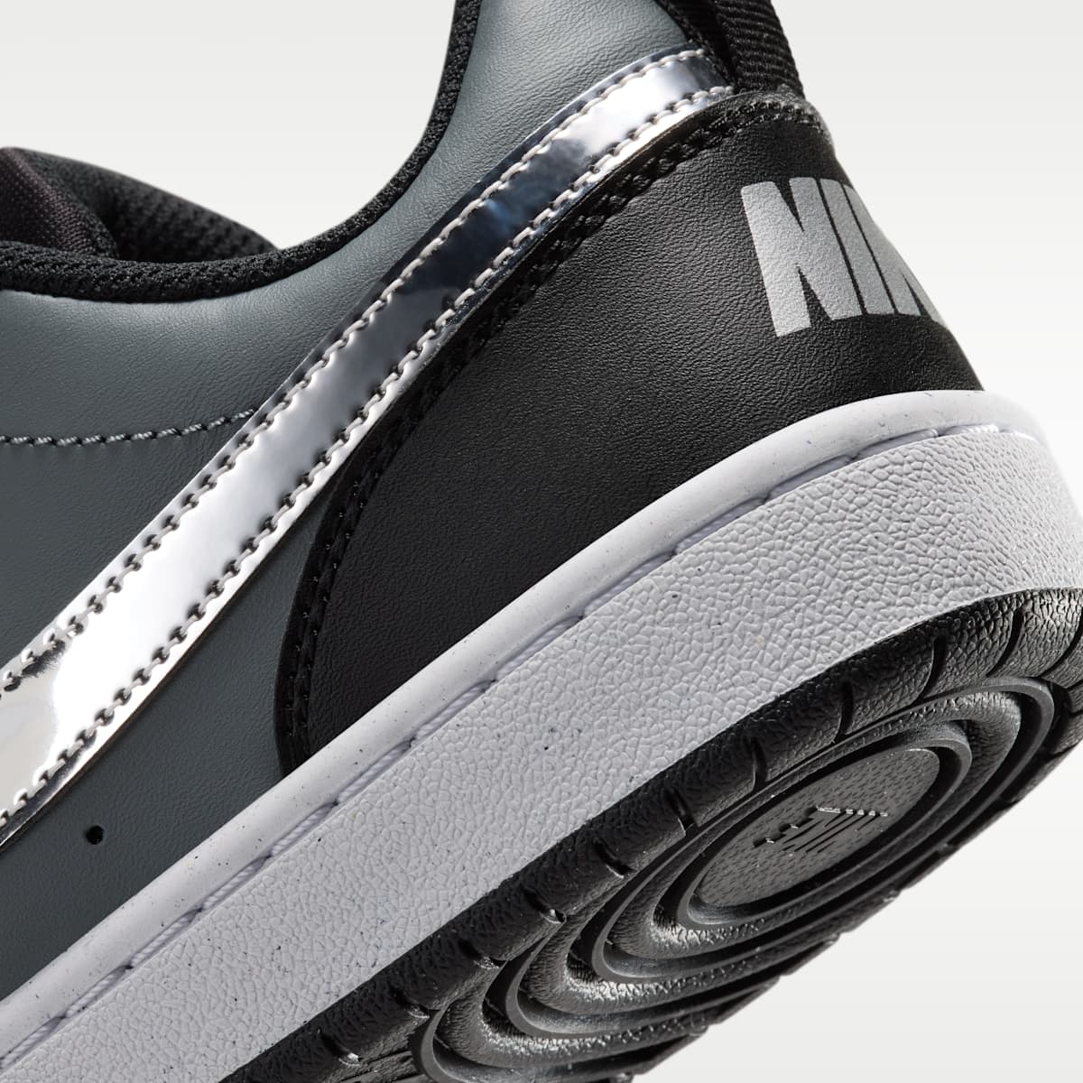 Nike Court Borough Low Big Kids' Shoes - Black/Smoke Grey/Metallic Silver
