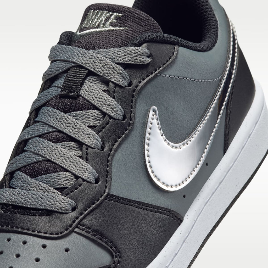 Nike Court Borough Low Big Kids' Shoes - Black/Smoke Grey/Metallic Silver