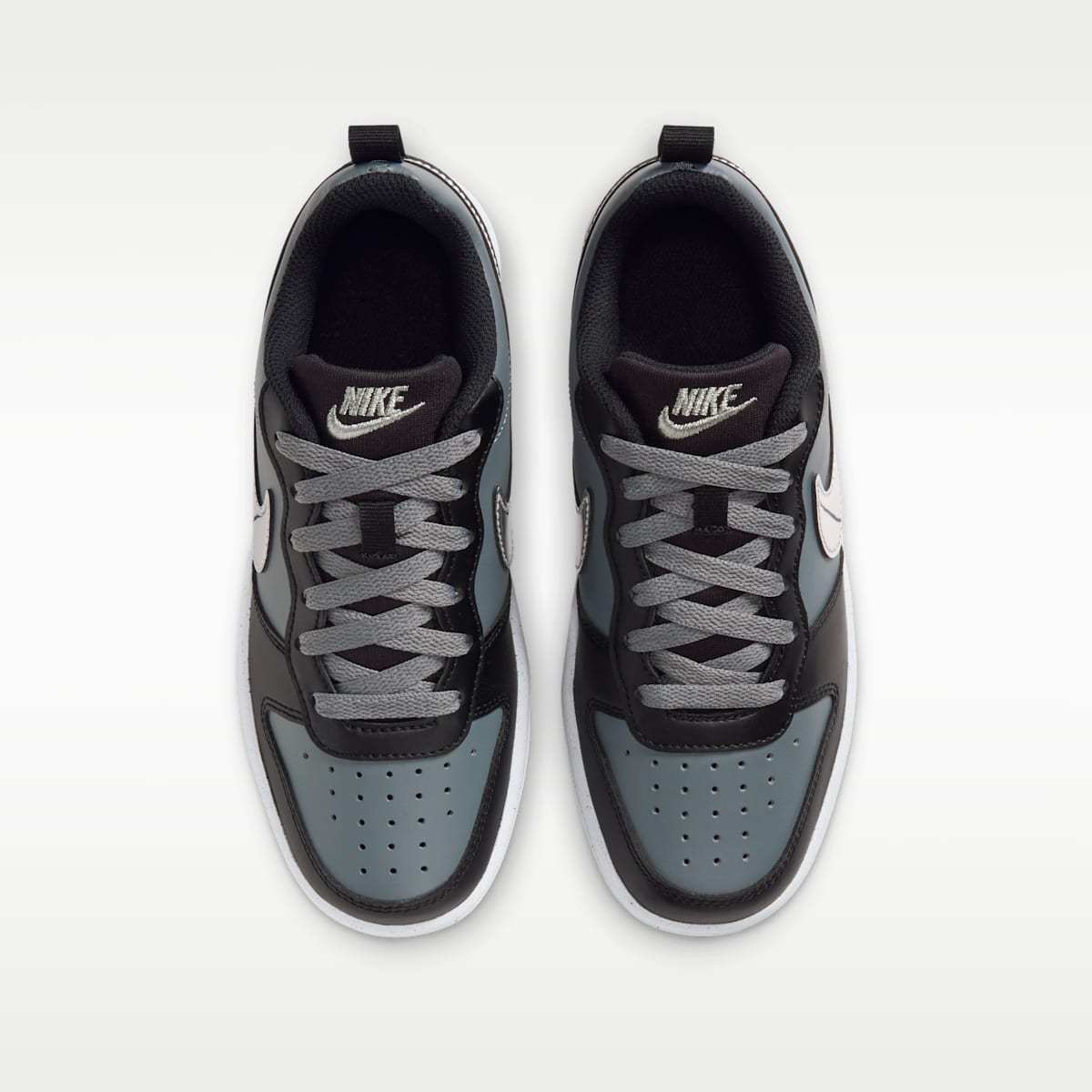Nike Court Borough Low Big Kids' Shoes - Black/Smoke Grey/Metallic Silver