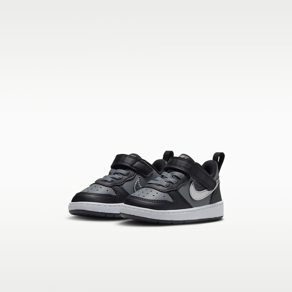 Nike Court Borough Low Baby/Toddler Shoes - Black/Smoke Grey/Metallic Silver