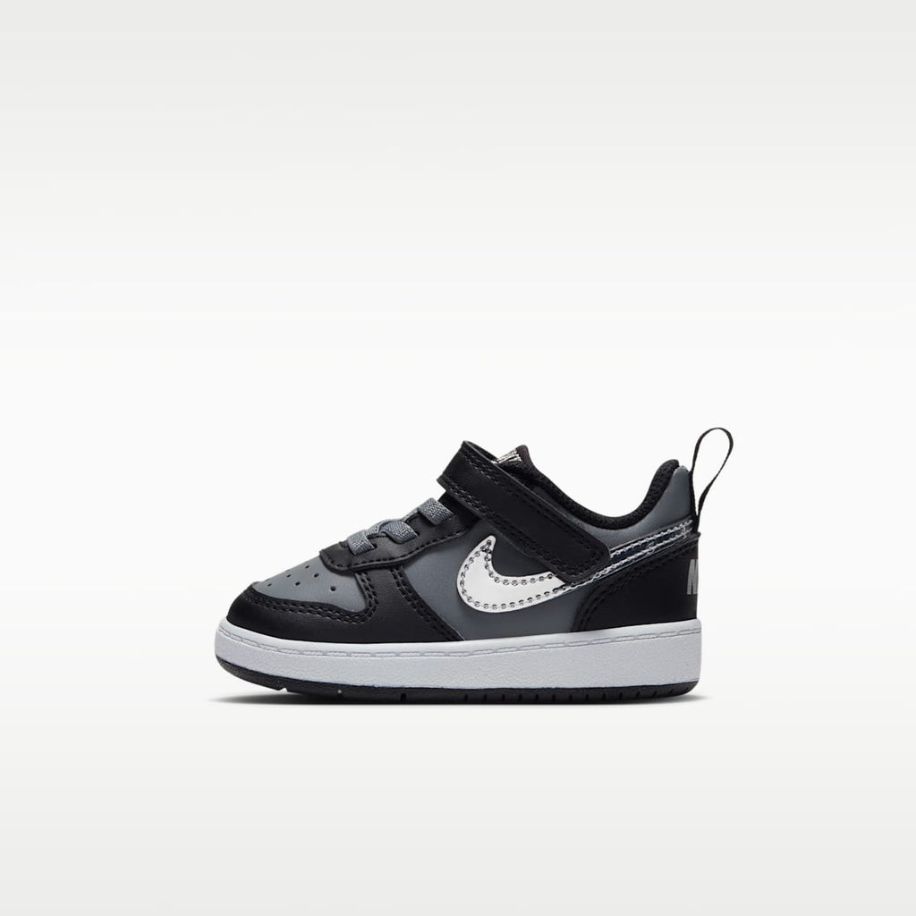 Nike Court Borough Low Baby/Toddler Shoes - Black/Smoke Grey/Metallic Silver