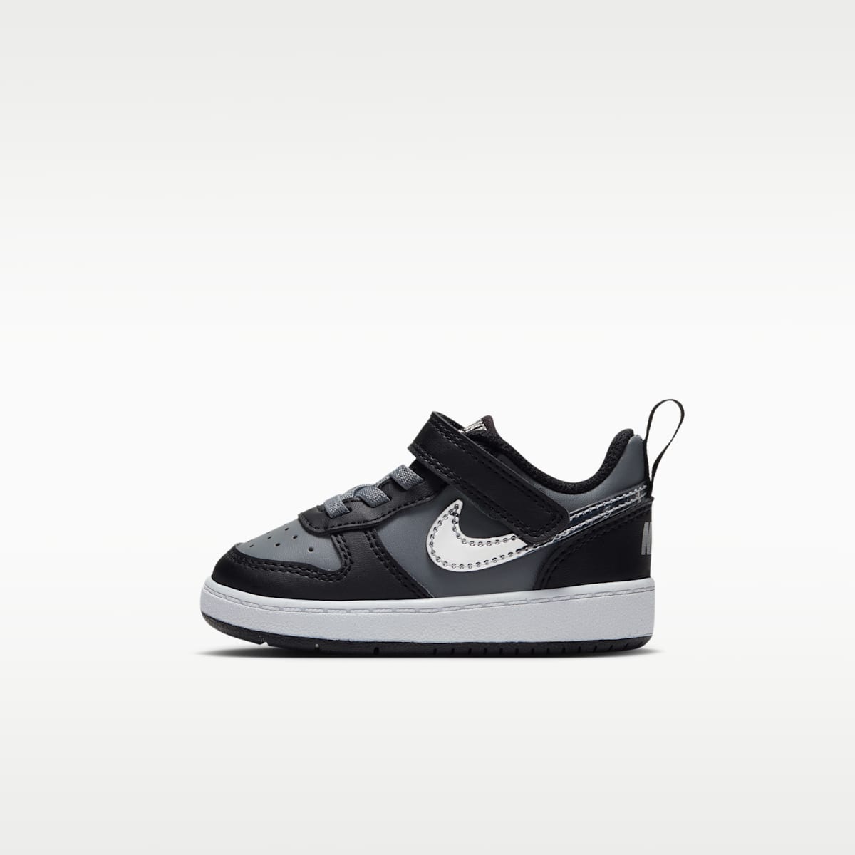 Nike Court Borough Low Baby/Toddler Shoes - Black/Smoke Grey/Metallic Silver