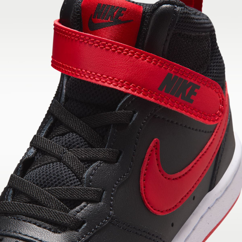 Nike Court Borough Mid 2 Little Kids' Shoes - Black/White/University Red