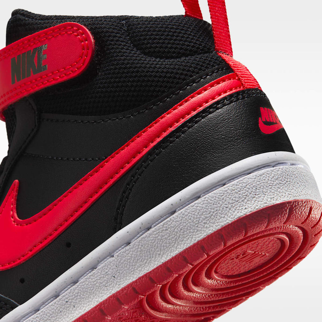 Nike Court Borough Mid 2 Little Kids' Shoes - Black/White/University Red
