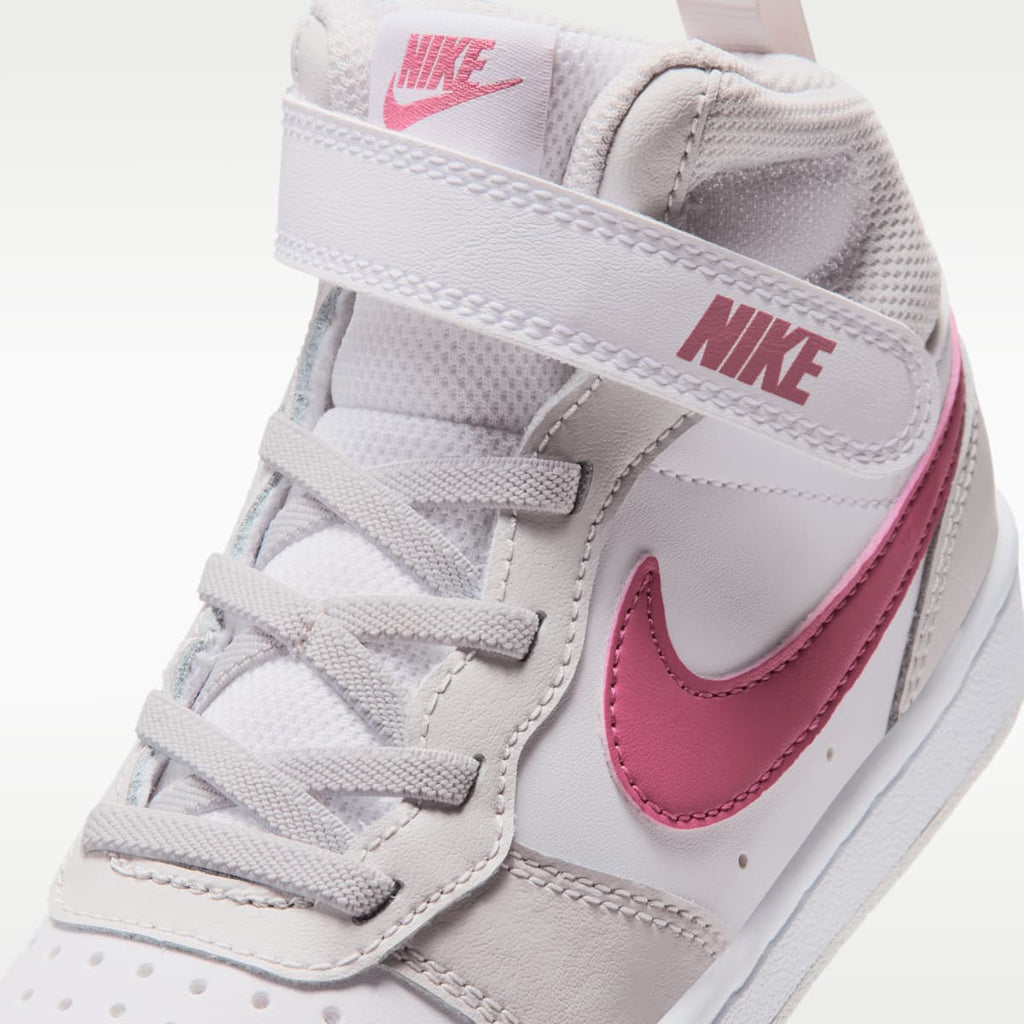Nike Court Borough Mid 2 Little Kids' Shoes - White/Vast Grey/White/Peony