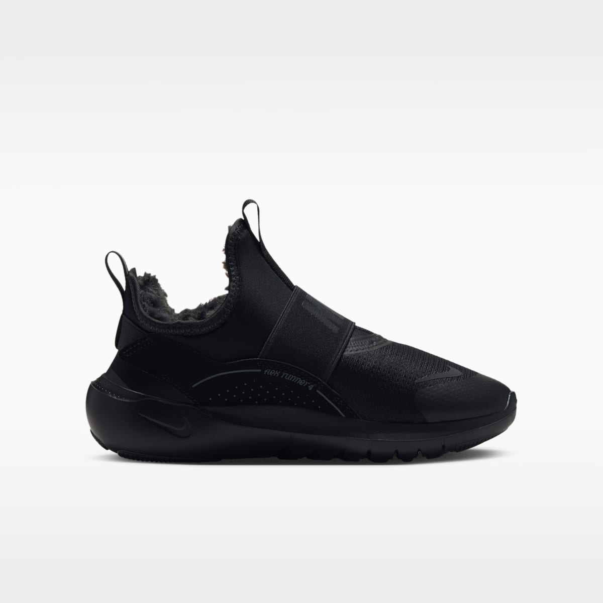 Nike Flex Runner Warm Big Kids' Running Shoes - Black/Black/Dark Smoke Grey