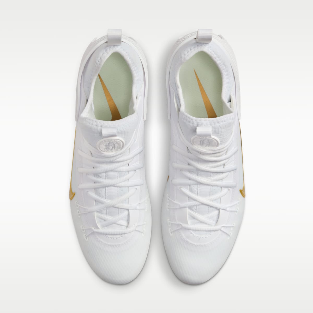Nike Huarache 9 Elite Low LAX Lacrosse Cleats - White/White/Metallic Vivid Gold - Image 4