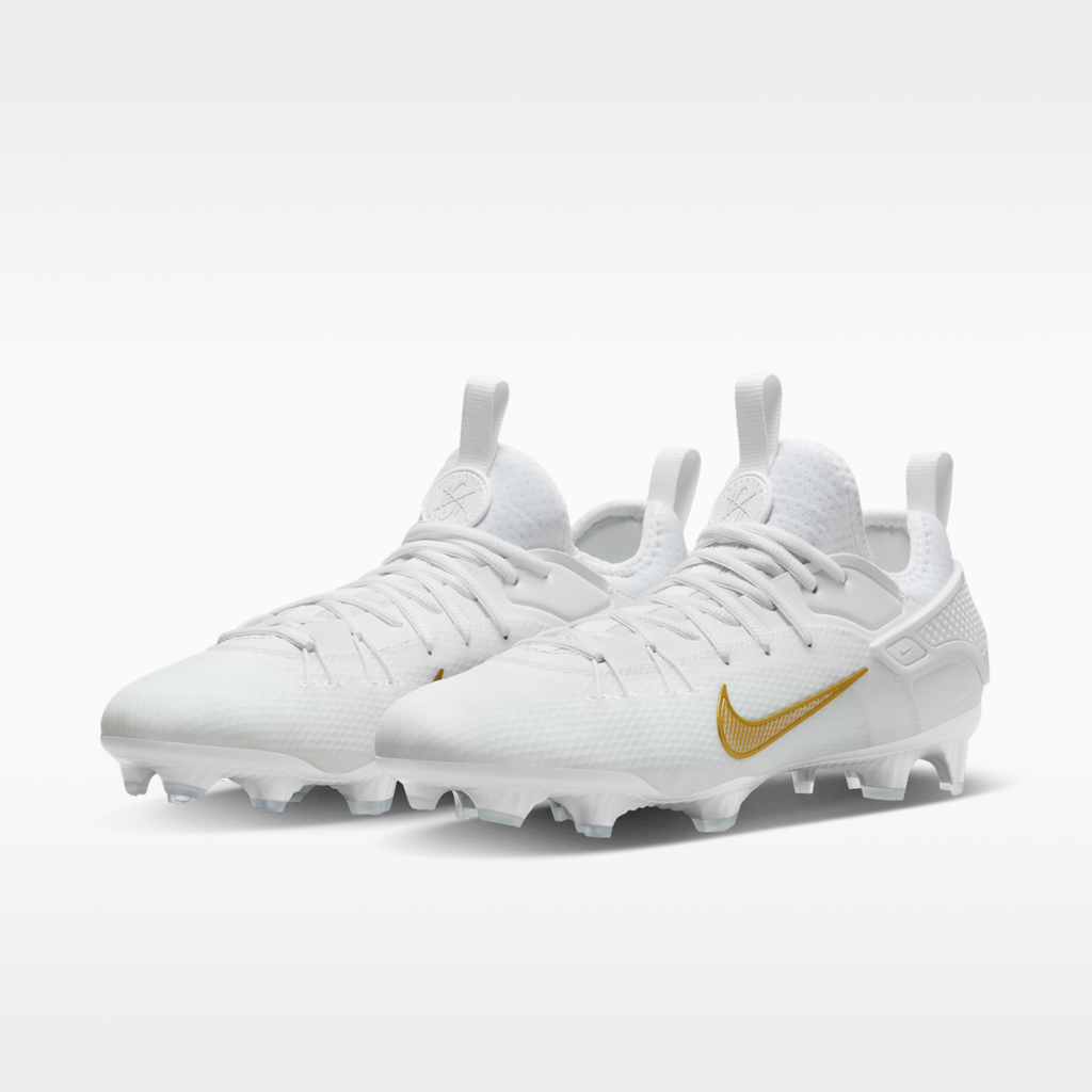 Women's Nike Huarache 9 Elite Low LAX Lacrosse Cleats - White/White/Metallic Vivid Gold