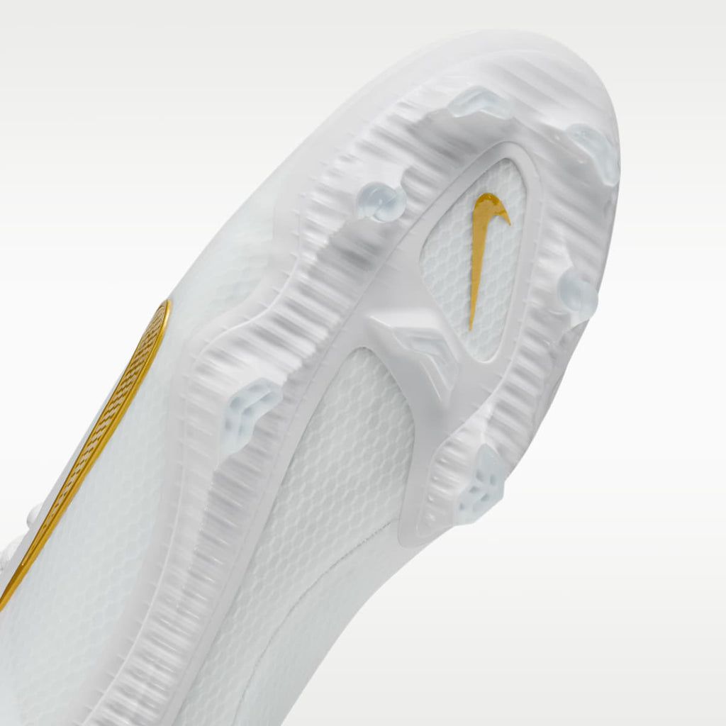 Nike Huarache 9 Elite Low LAX Lacrosse Cleats - White/White/Metallic Vivid Gold - Image 7