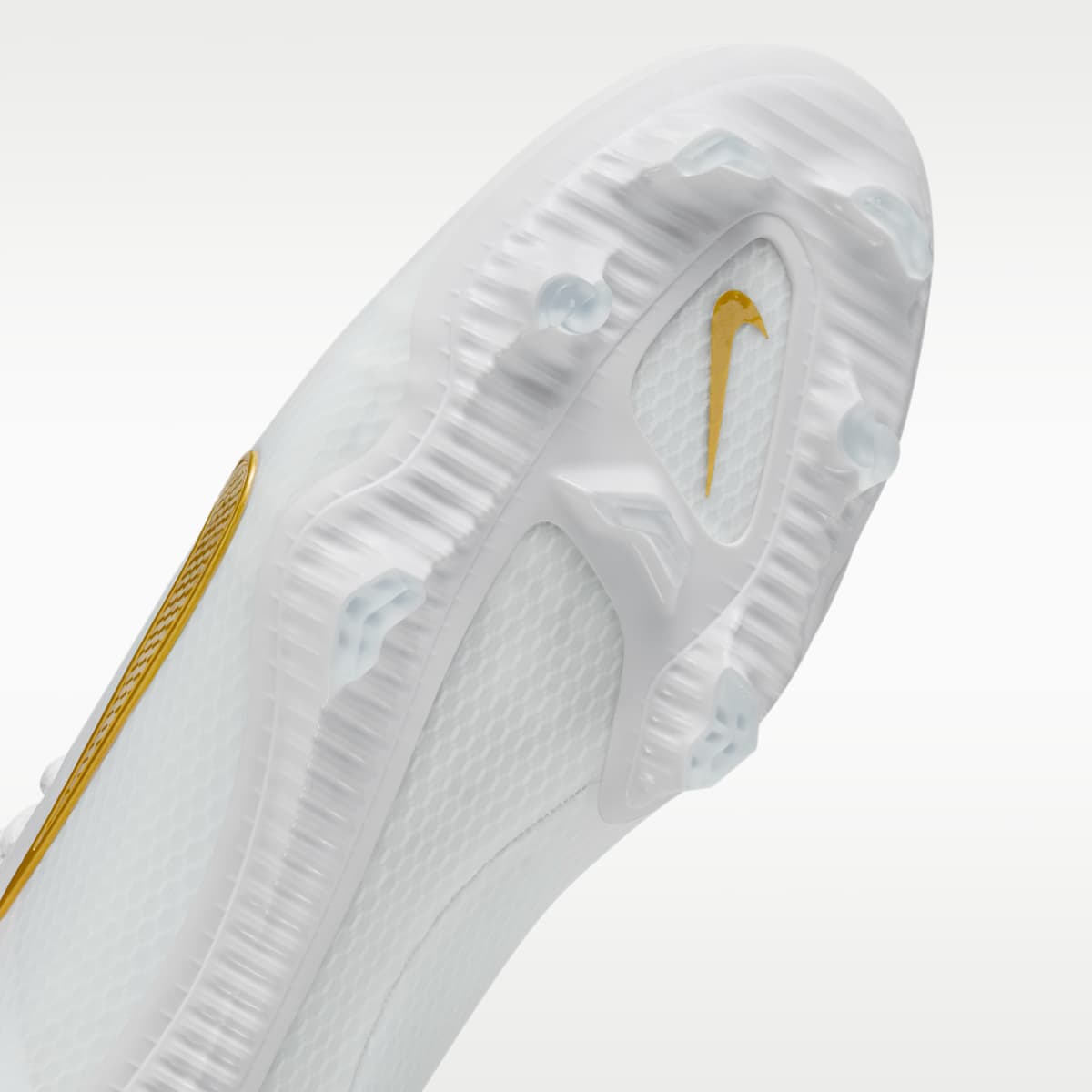 Nike Huarache 9 Elite Low LAX Lacrosse Cleats - White/White/Metallic Vivid Gold - Image 7
