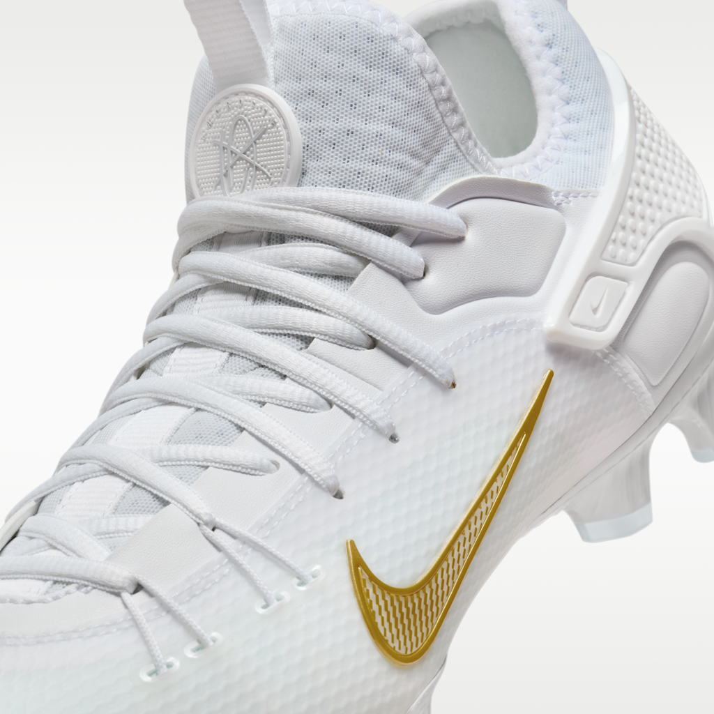 Women's Nike Huarache 9 Elite Low LAX Lacrosse Cleats - White/White/Metallic Vivid Gold