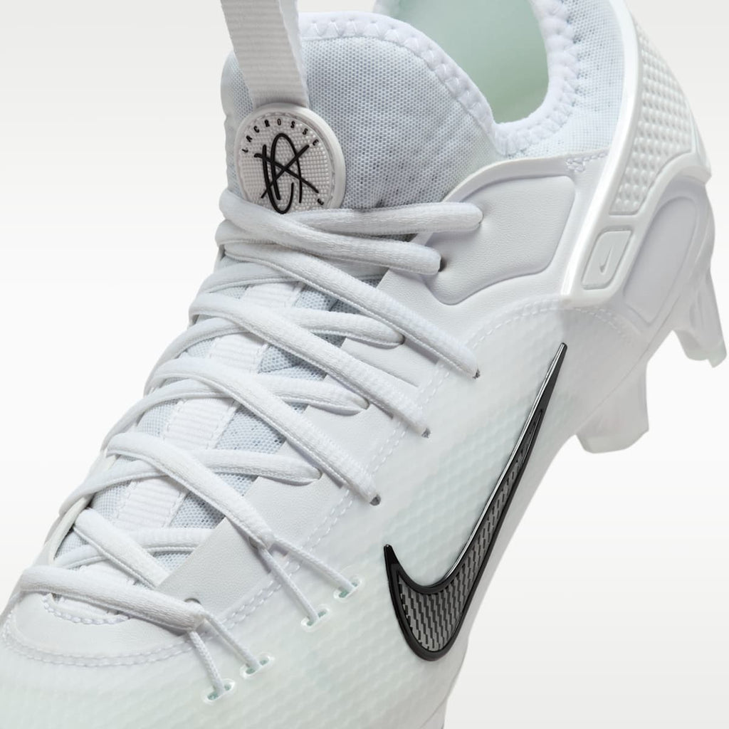 Nike Huarache 9 Elite Low LAX Lacrosse Cleats - White/White/Black - Image 8