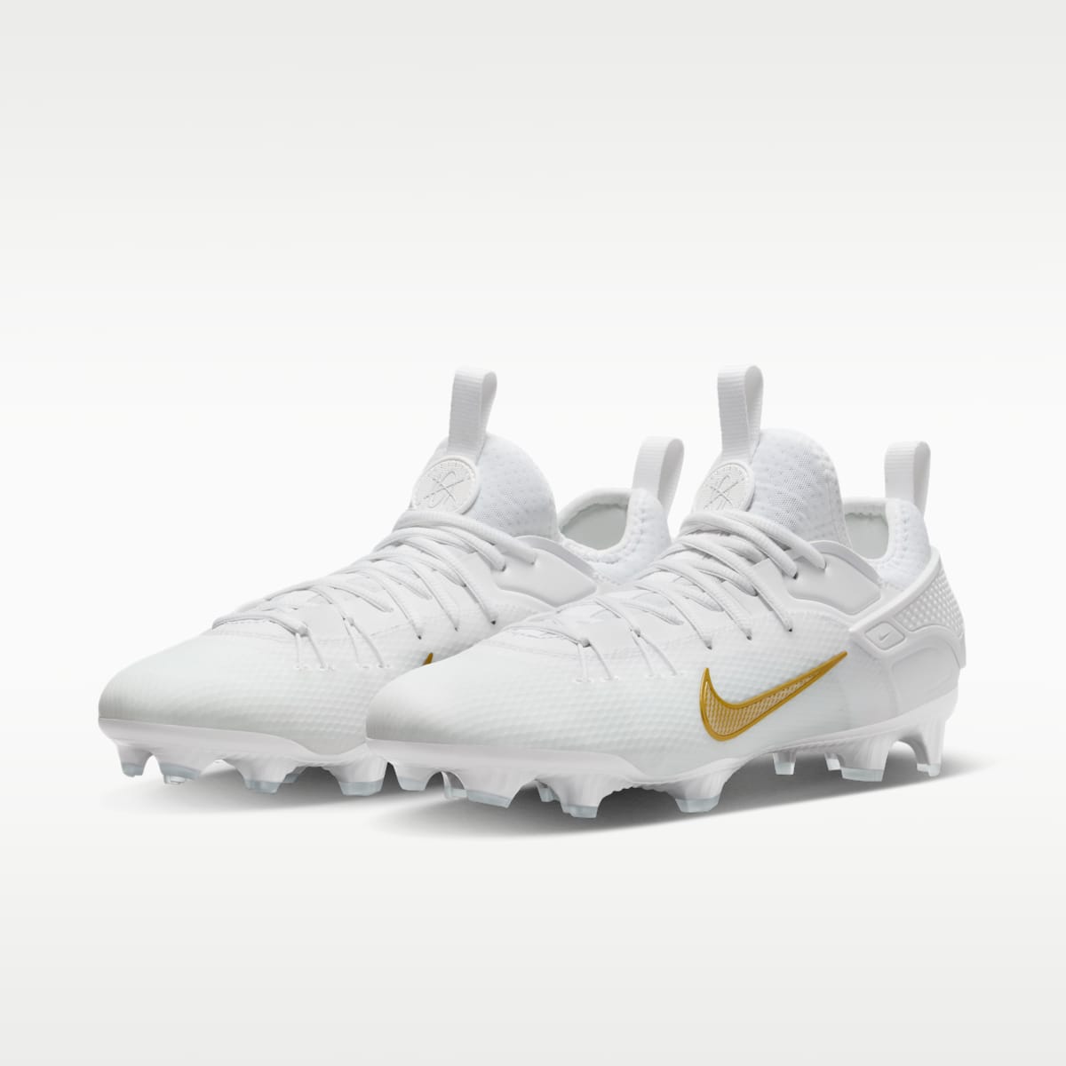 Nike Huarache 9 Elite Low LAX Lacrosse Cleats - White/White/Metallic Vivid Gold - Image 5