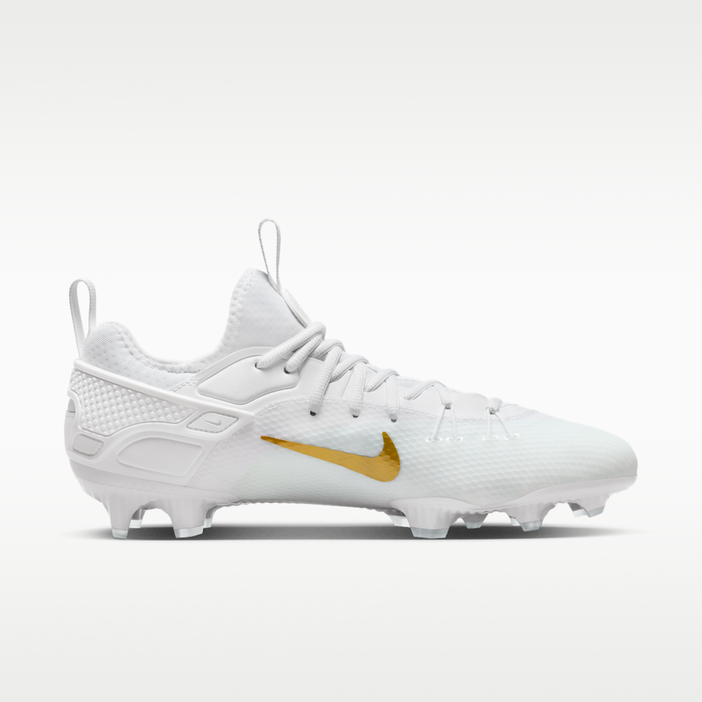 Women's Nike Huarache 9 Elite Low LAX Lacrosse Cleats - White/White/Metallic Vivid Gold