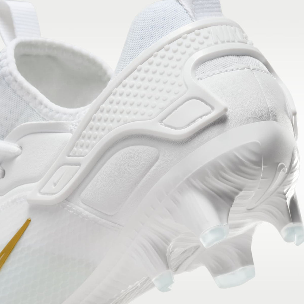 Nike Huarache 9 Elite Low LAX Lacrosse Cleats - White/White/Metallic Vivid Gold - Image 9