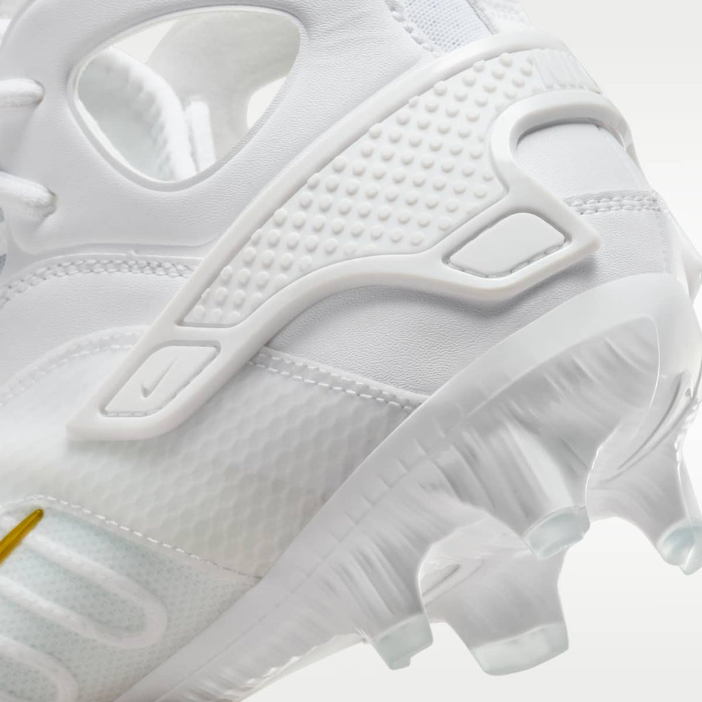 Nike Huarache 9 Elite LAX Lacrosse Cleats - White/White/Metallic Vivid Gold - Image 9