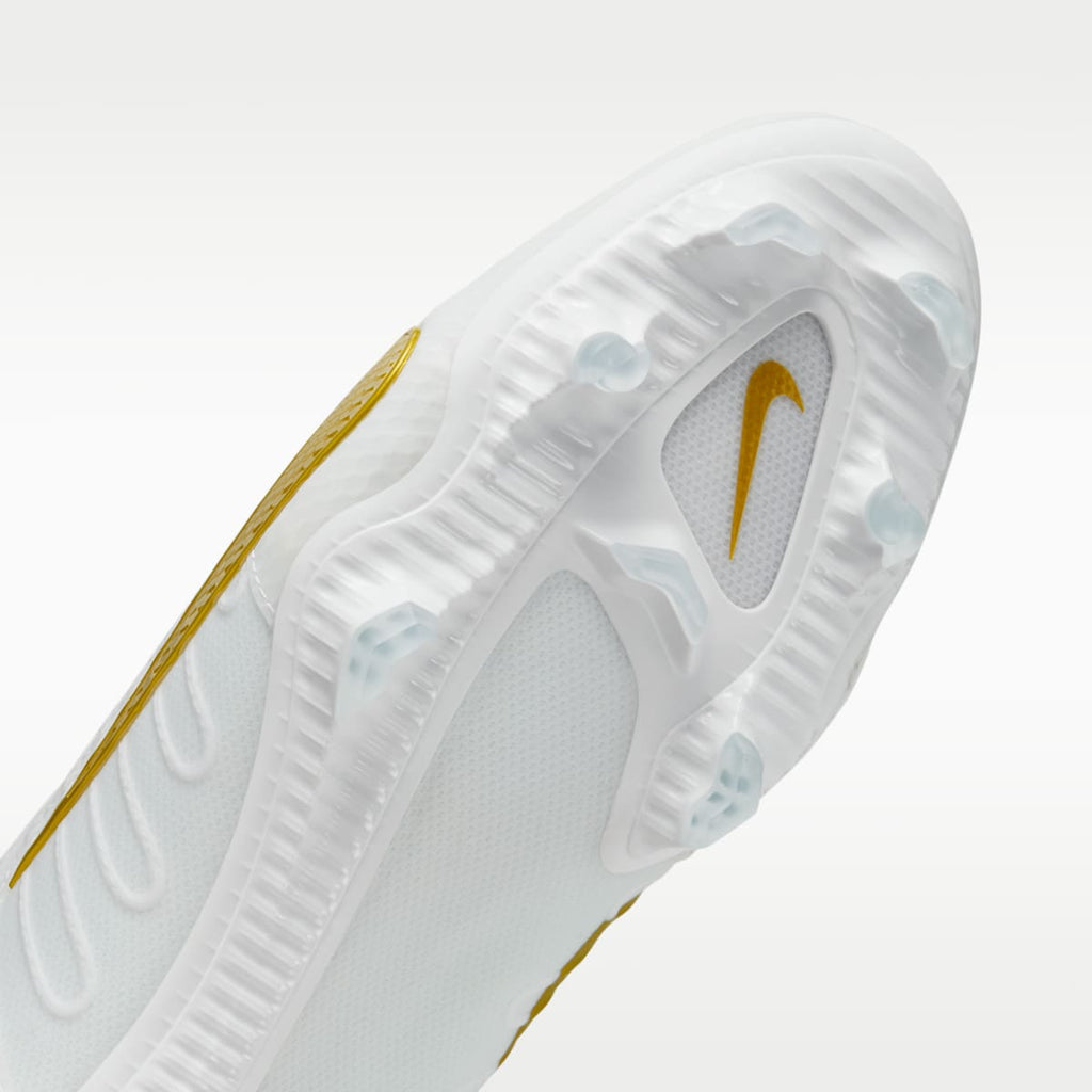 Nike Huarache 9 Elite LAX Lacrosse Cleats - White/White/Metallic Vivid Gold - Image 7