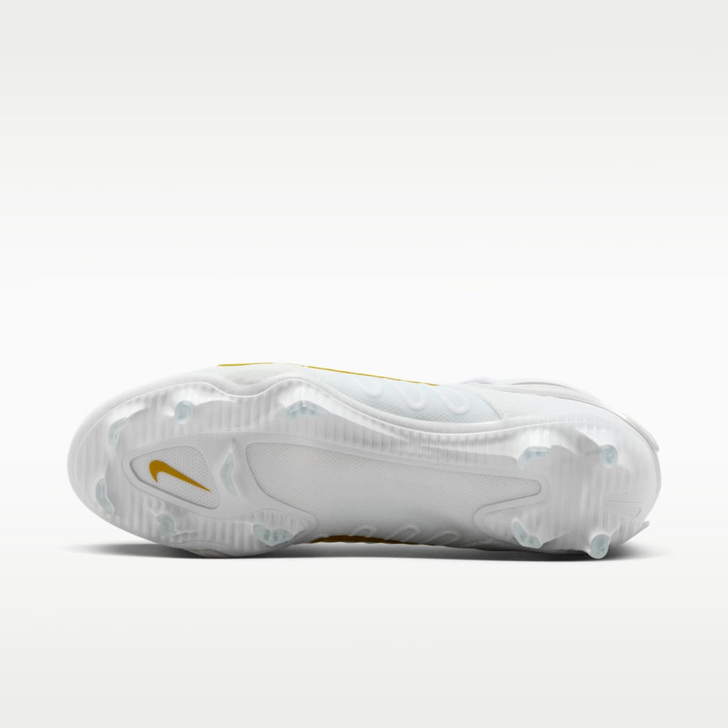Nike Huarache 9 Elite LAX Lacrosse Cleats - White/White/Metallic Vivid Gold - Image 2