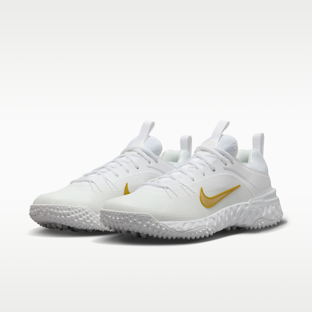 Women's Nike Huarache 9 Elite Turf Field Hockey Shoes - White/White/Metallic Vivid Gold