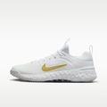 Women's Nike Huarache 9 Elite Turf Field Hockey Shoes - White/White/Metallic Vivid Gold