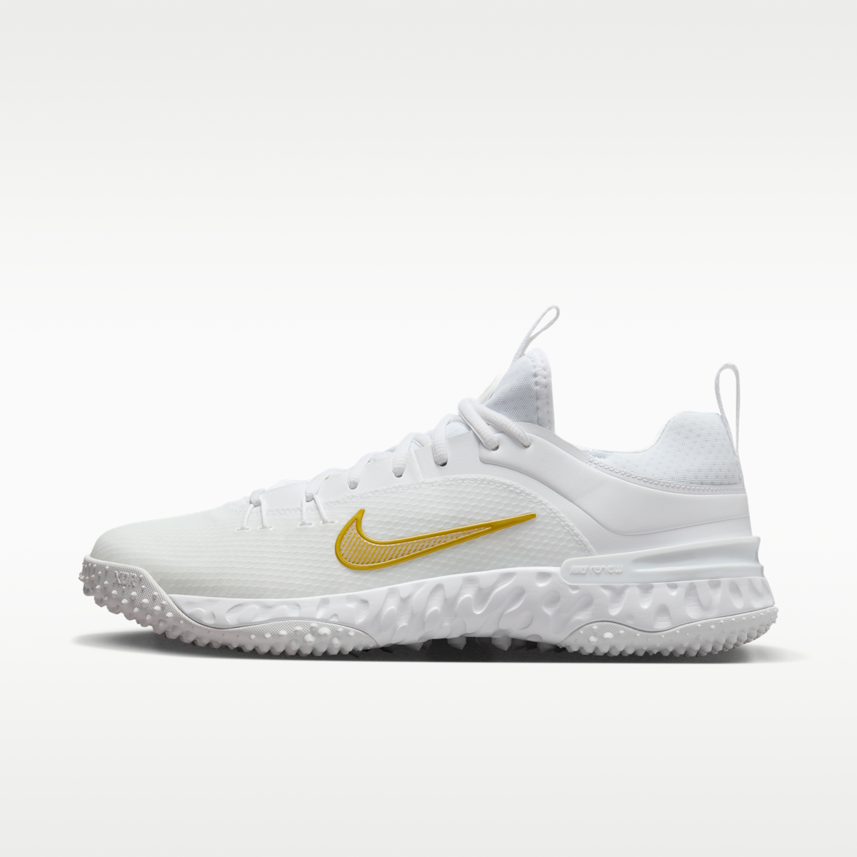 Women's Nike Huarache 9 Elite Turf Field Hockey Shoes - White/White/Metallic Vivid Gold