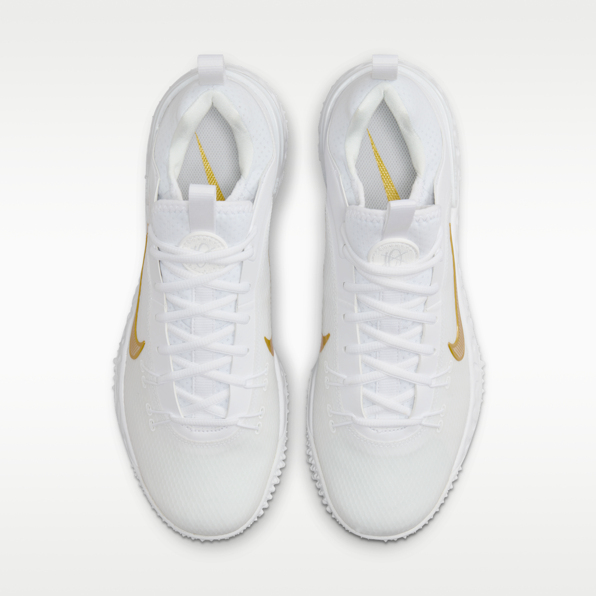 Women's Nike Huarache 9 Elite Turf Field Hockey Shoes - White/White/Metallic Vivid Gold