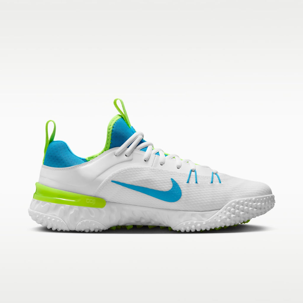 Nike Huarache 9 Elite TF LAX SE Lacrosse Shoes - White/White/Volt/Vivid Blue - Image 3